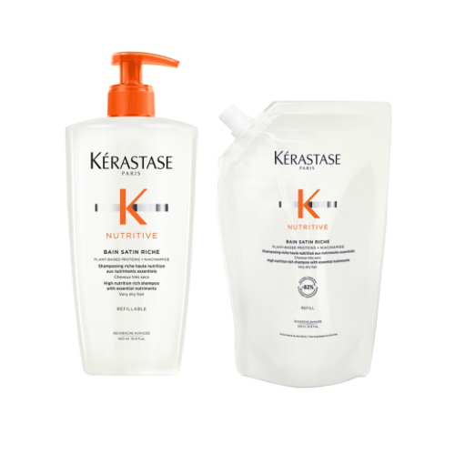 Bain Satin Riche + Refill Pouch à 500ml