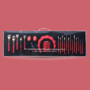 Pro Multifunctional Rhinestone Makeup Brush Set Red