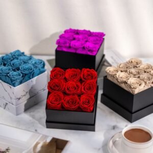 Luxus Rosenbox zum Valentinstag (9Stk) Rot