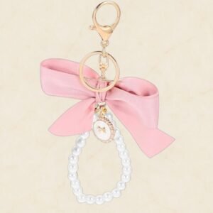 Schlüsselanhänger Schleife mit Perlen Rosa